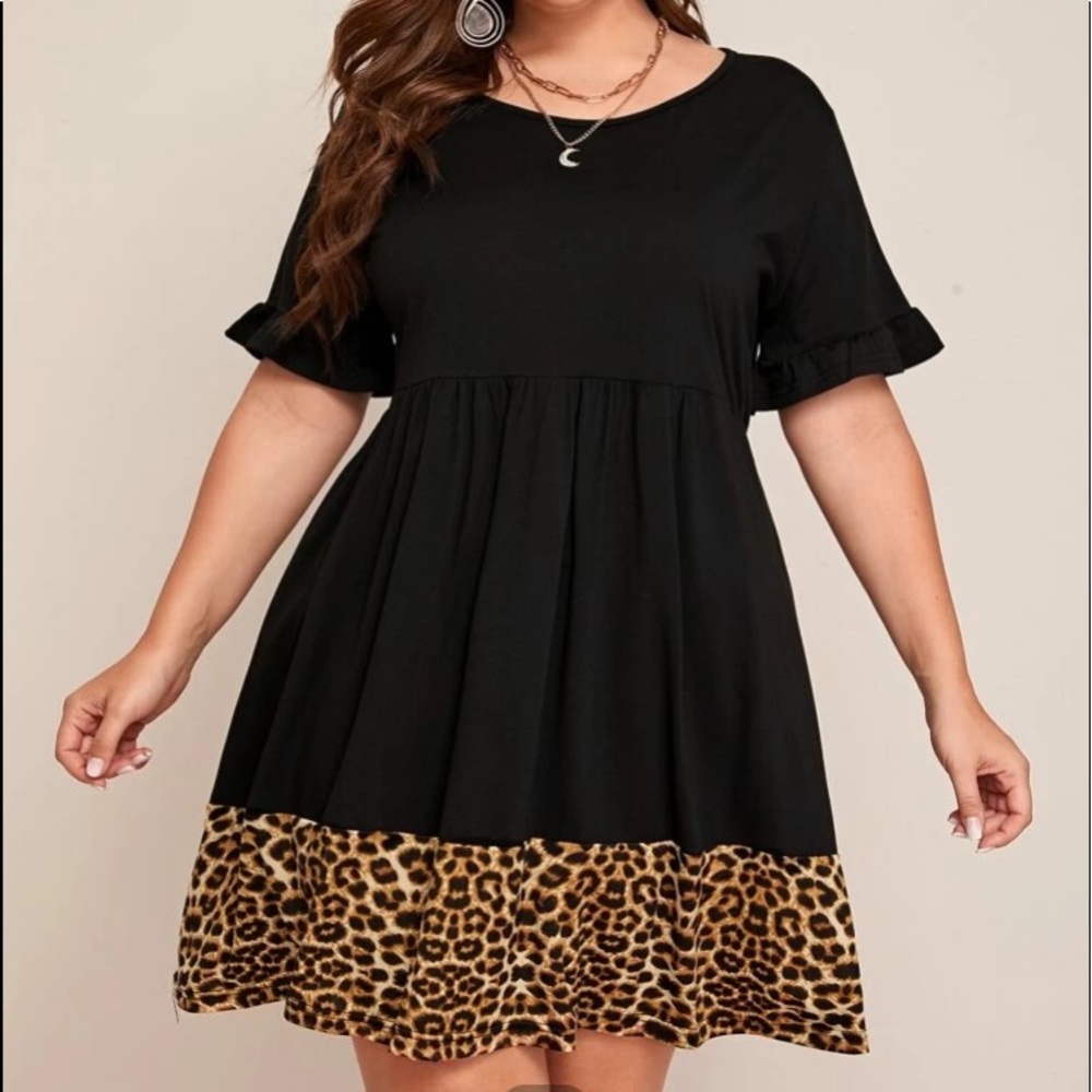 Black leopard dress